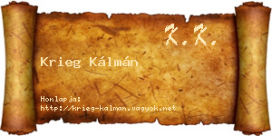 Krieg Kálmán névjegykártya